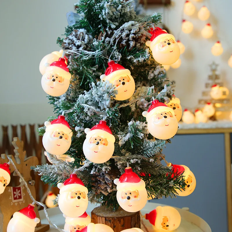 10ft 20 LED Christmas Tree String Light Outdoor Santa Claus Snowman Battery Operated Christmas Lights for Room Party Xmas Decor