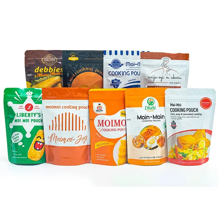 Factory High Temperature 121 Printed Food Packaging Bags Grade 259g Moi Moi Stand Up Foil Pouches Moin Moin Cooking Pouch