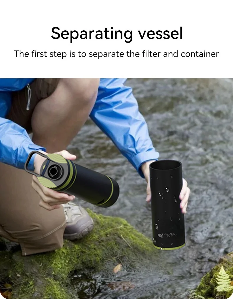 Water Filter Purifier Drink Bottle Outdoor Sport Press Push Down Type UF Water Filter Bottle Purifier for Camping Hiking