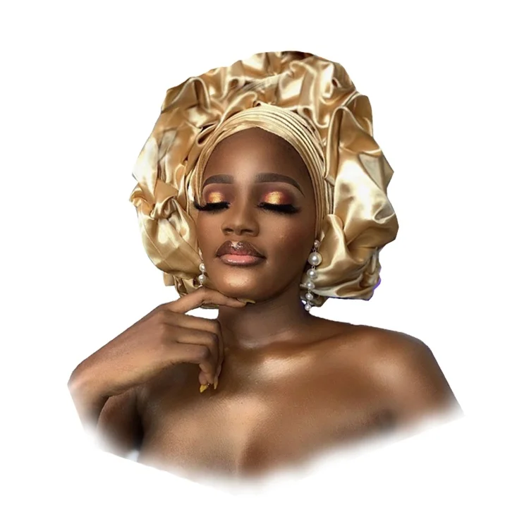 African women raw silk scarf turban auto gele 1.6 yard headtie silk head wrap Aso Ebi Style with slik fabric