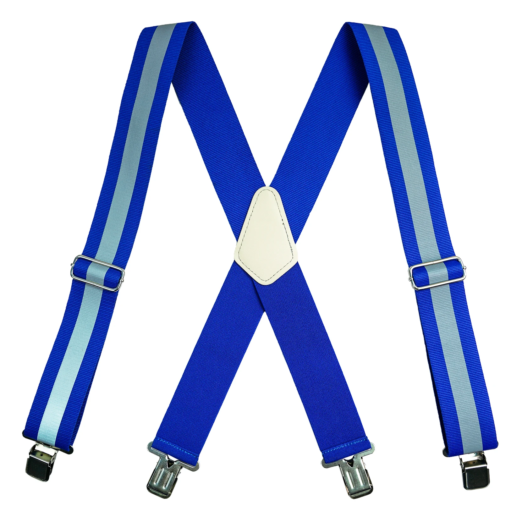 Fashion Reflective Suspenders Partial Elastic 2 inch Wide X-Back Suspenders