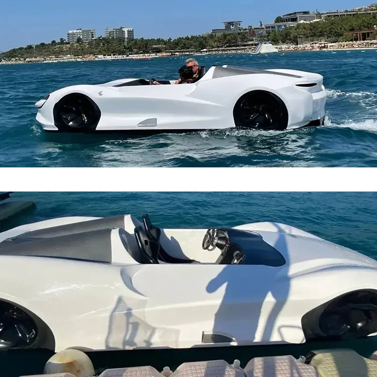 pleasure boat jetski car boat driving car boat on water