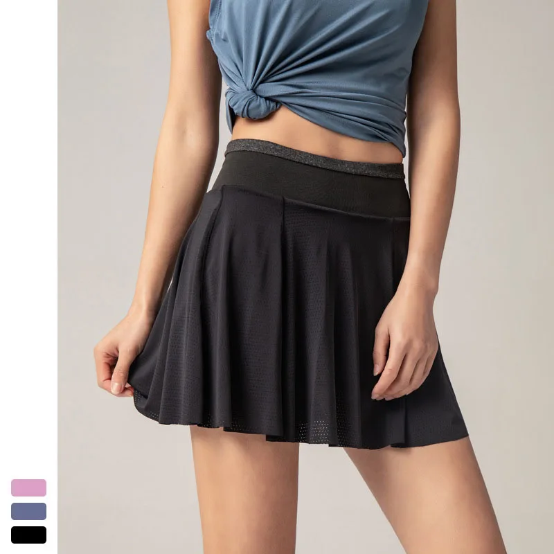 Wholesale Custom Logo Double Layer Workout Tennis Skirt  Gym Sports Mini High Waist Skirt