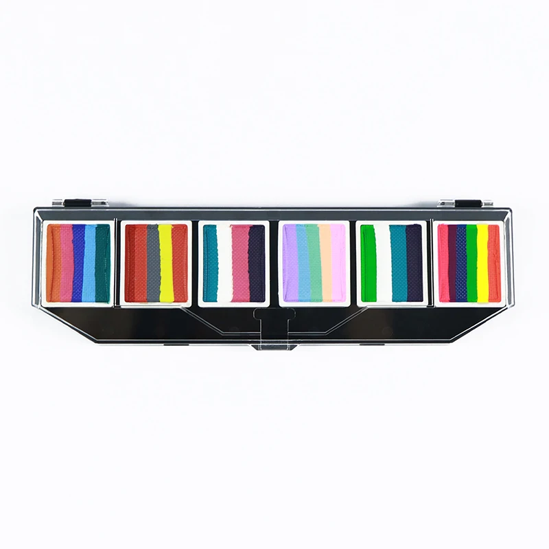 rainbow water activated split cake professional face painting kit face and body paint with stencils