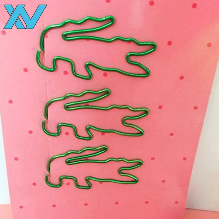 top selling animals gator design big size green crocodile shape paperclip alligator metal paper clips