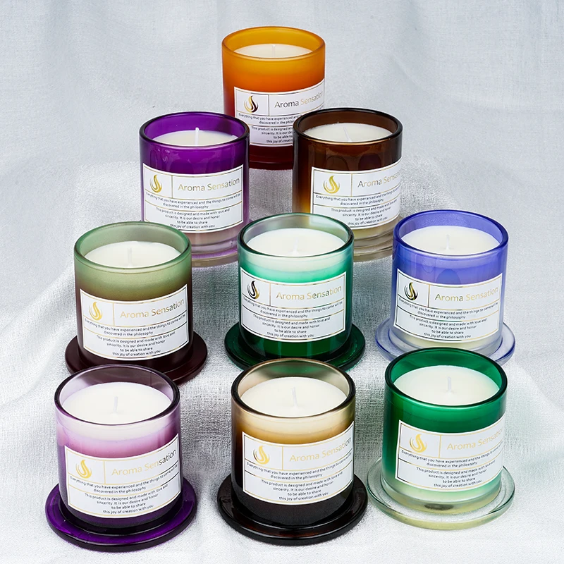 Hand-Pour Multiple Colors Nature Wax Private Label Glass Jar Scented Candles Wholesale