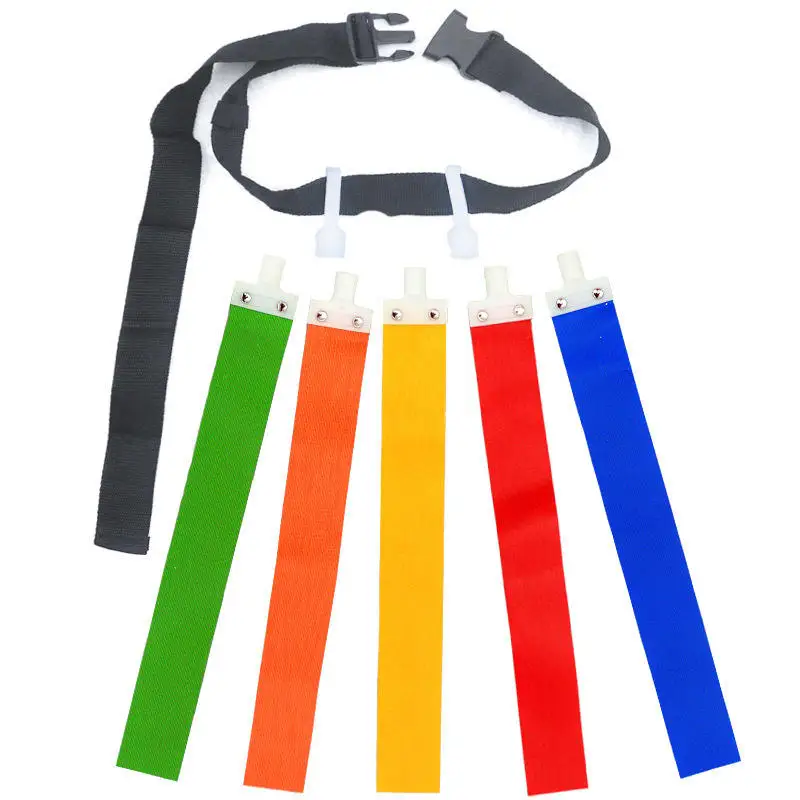 Custom Adjustable Colored Ribbon Waist Strap Belt Football Flags Belt For Soccer Team Player Accessories