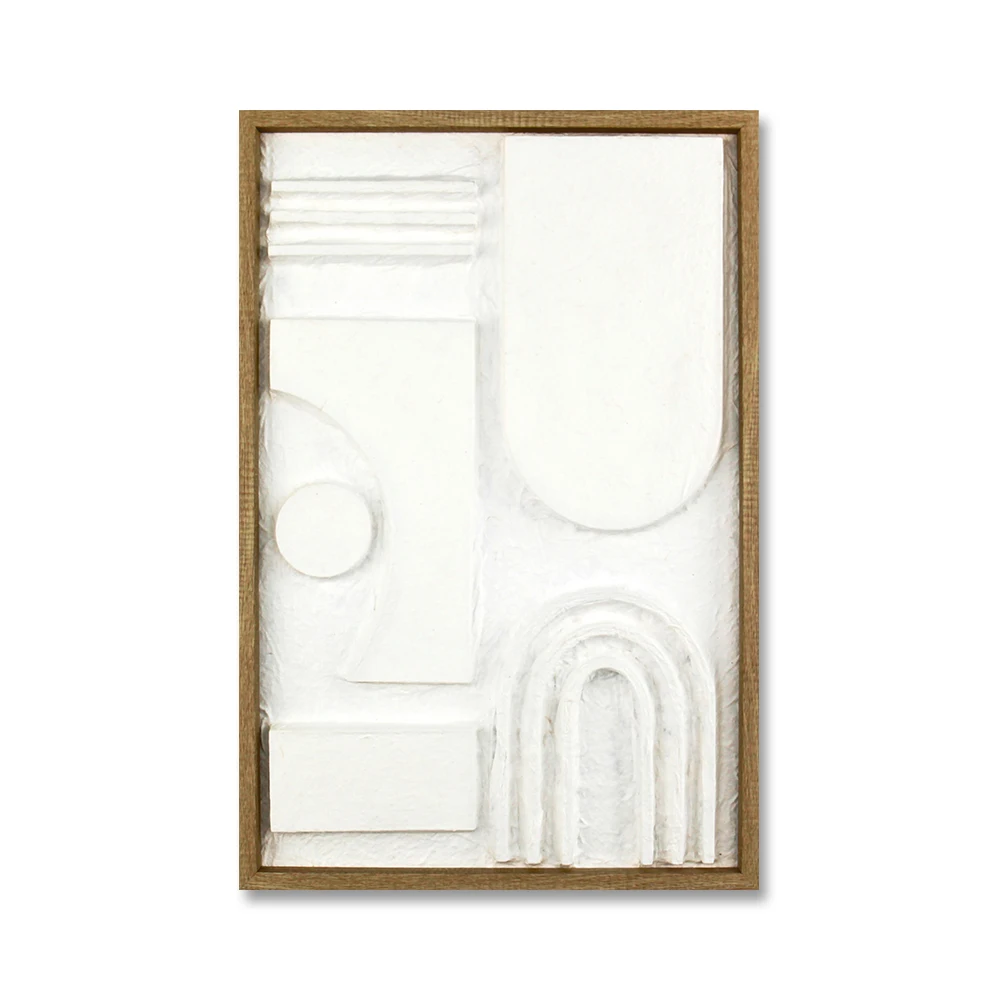 Xingcheng OEM Hottest 2022 Abstract Framed Work Wall Plaster Art Sculptures Pulp Painting With Pulp