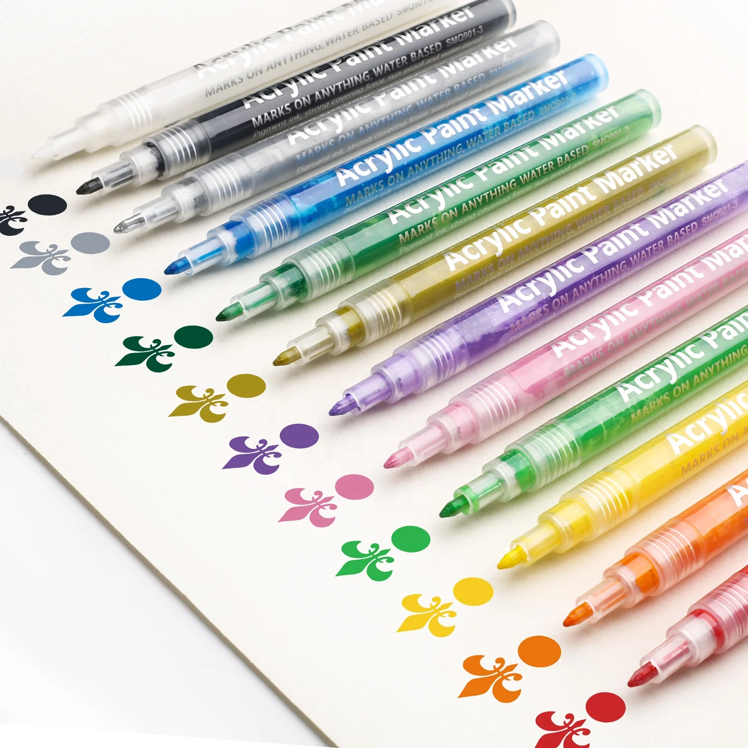 Amazon Best Selling 12 Extra-Fine Tip 0.7mm Diy Craft Water Based Acrylic Paint Markers Permanent Marker Pen for Rock Painting