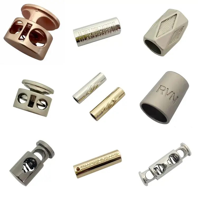 Newest leather draw end lock customized metal cord stopper with logo