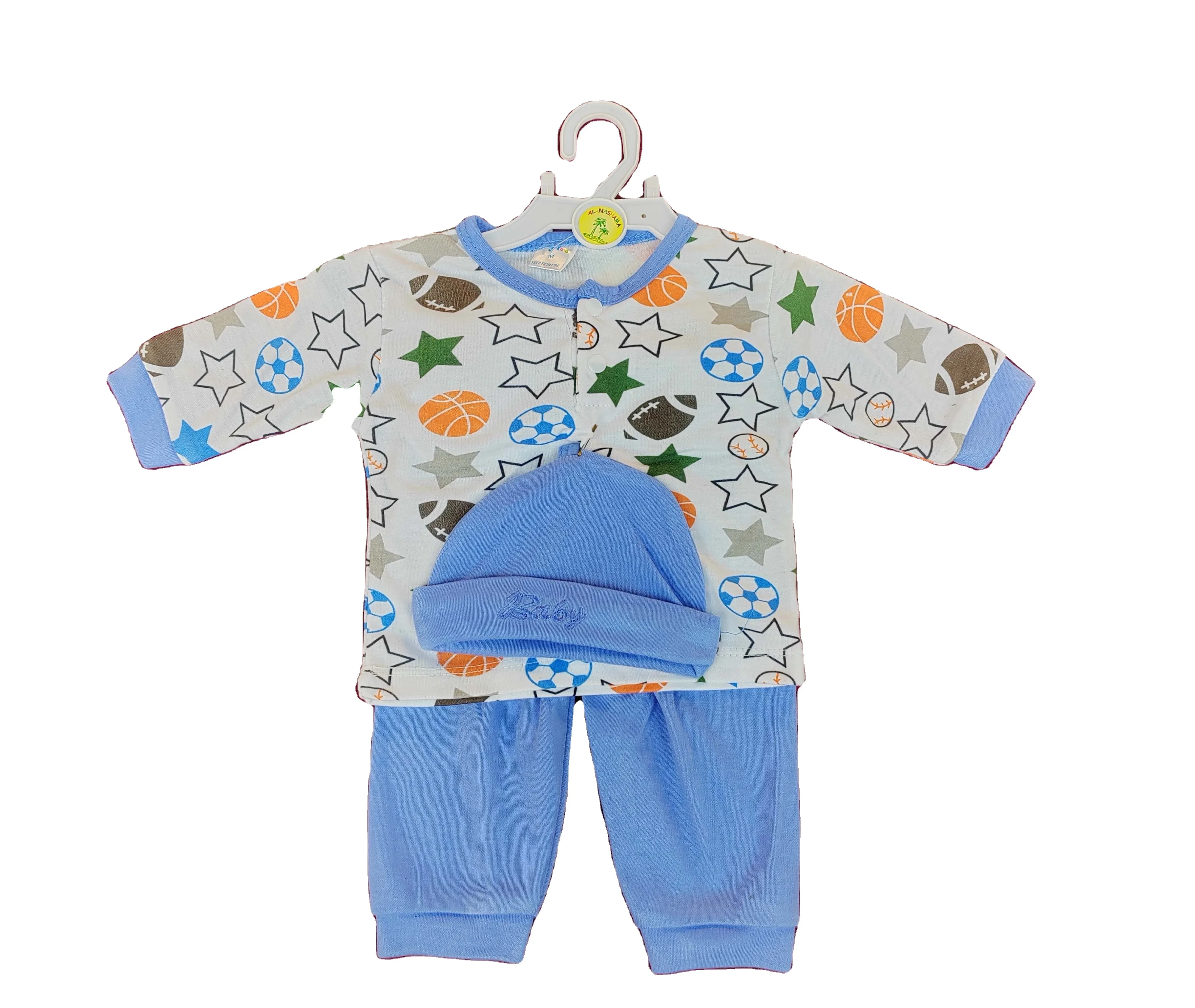 Newborn Baby clothes Sets spring Autumn Sleeve Knitted Cotton Tops Boys Girls 3 Pieces Baby Clothing Quantity OEM