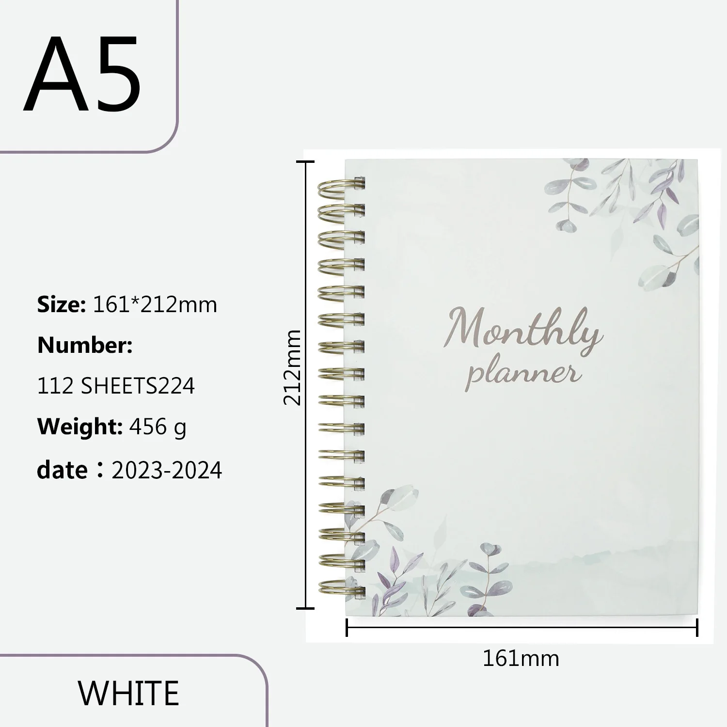 Double Coils Binding White Fitness Journal Wholesale Custom To Do List A5 Budget Planner 2024 Personal Month Plan Notebook