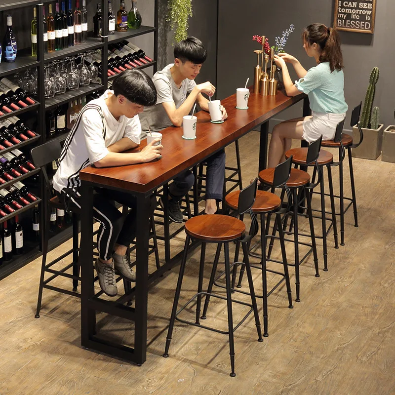 Nordic solid wood bar table and chair combination high table home balcony simple cafe bar table
