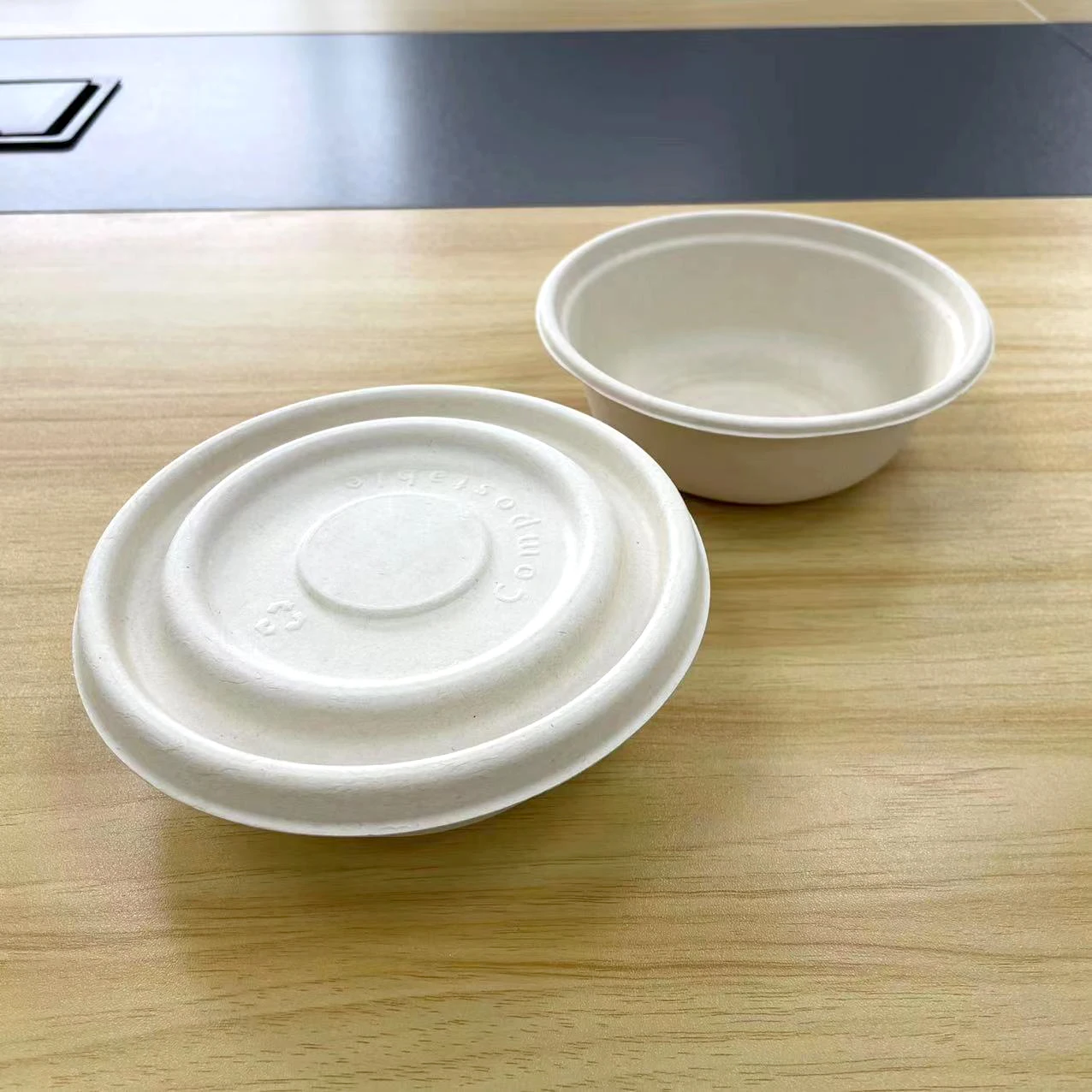 Biodegradable Takeaway Round Pulp Bagasse Pla Oval Paper Hot Soup Salad Mache Bowls Disposable Lids