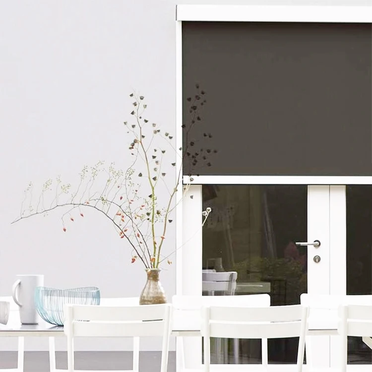 Outdoor Roller Blinds Zip Track Motorized Zip Screen Windproof and Rainproof for Patio or Sun room