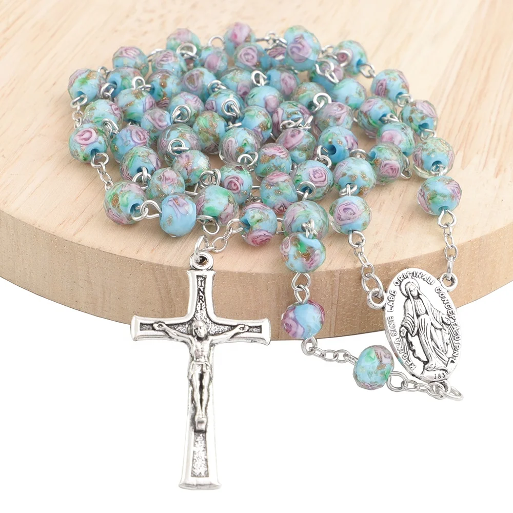8mm Rosebud Flower Lampwork Bead Handmade Glass Beads Rose Rosary