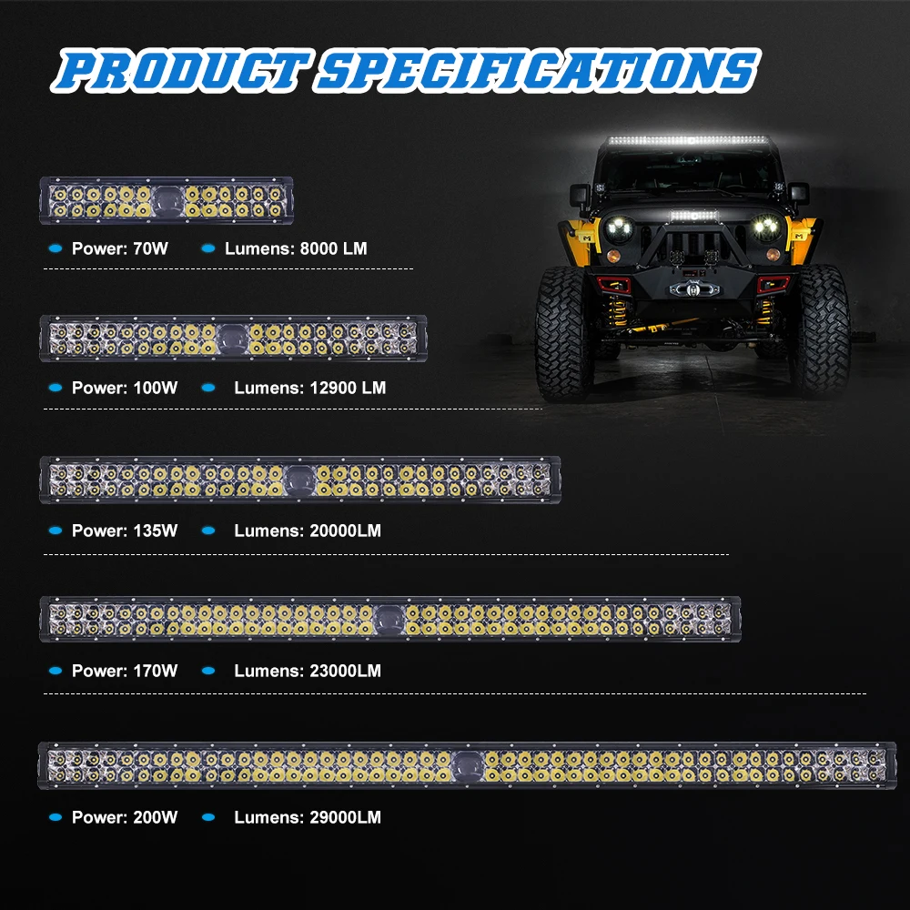 2022 New Design Universal Off Road High Power Led Laser Light Bar 120W 180W 240W 300W Slim 6D Single Row Car Led Light Bar