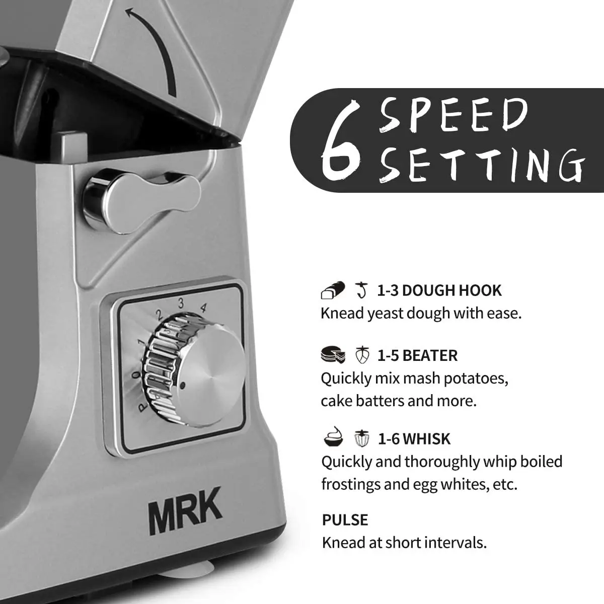  Электрическая подставка для миксера MRK 5 л крючок теста плоский венчик и защита от брызг 6 режимов