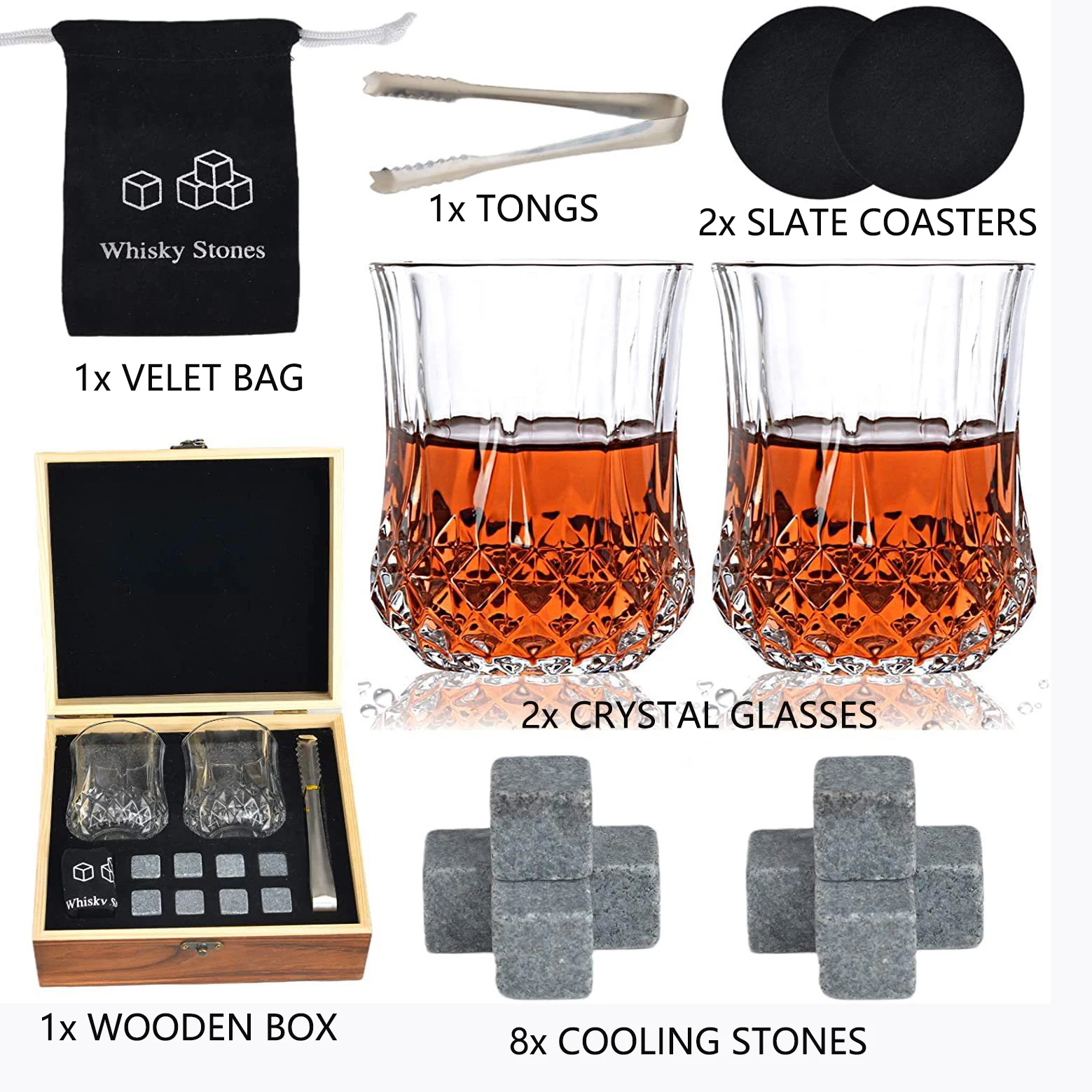 
Gifts for Dad Whiskey Glass Set Whiskey Stones gift kit Ice Cubes Chilling Stones Dad birthday gift 