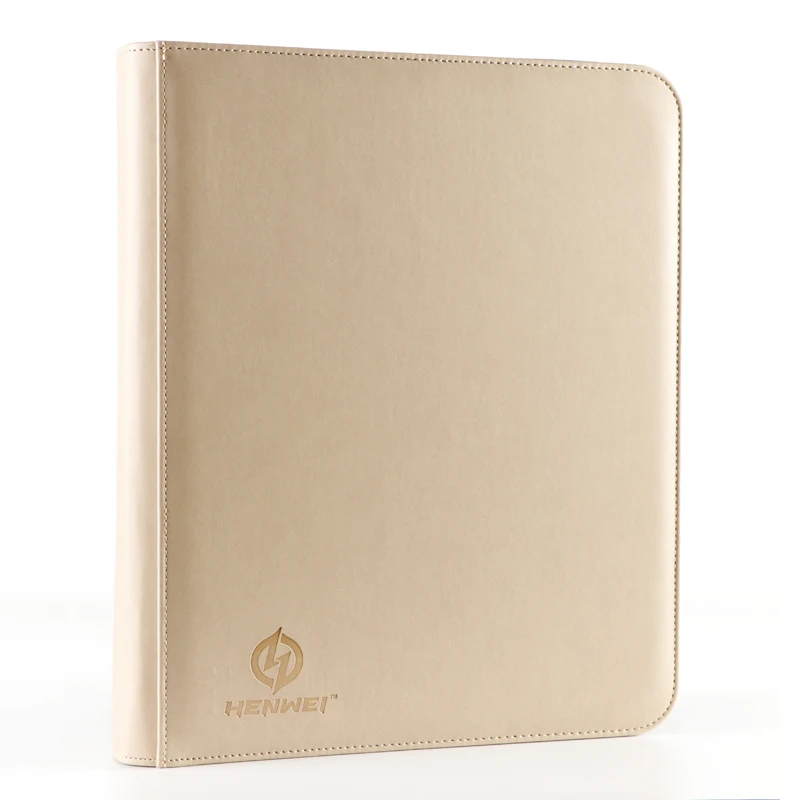 Emboss Pu Leather 4 Pocket Pages Trading Card Holder Binder Stamp Album With Zipper