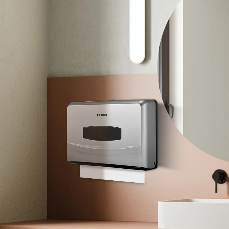 CDWK modern white wall paper towel holder bathroom toilet paper dispenser