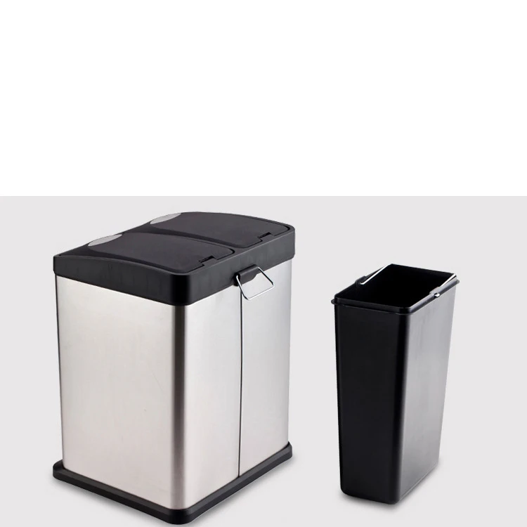 36L double barrel family community classification pedal outdoor Hotel 410 stainless steel trash can