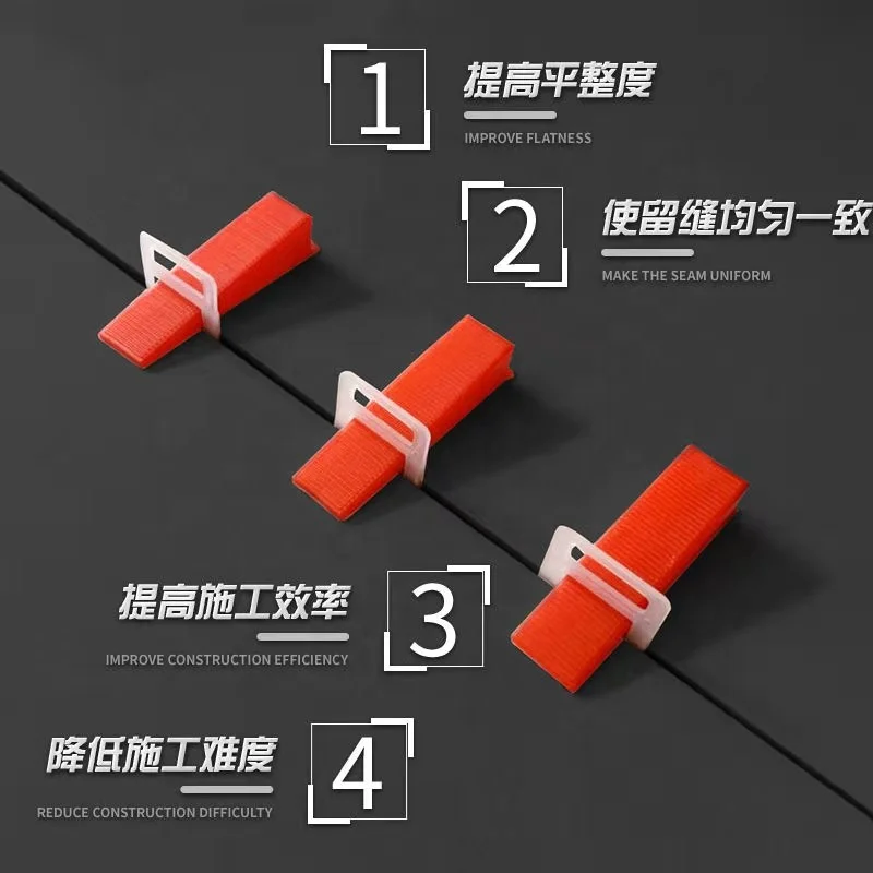 High quality tile spacers 1mm leveling system floor tile leveling clips for tile alignment