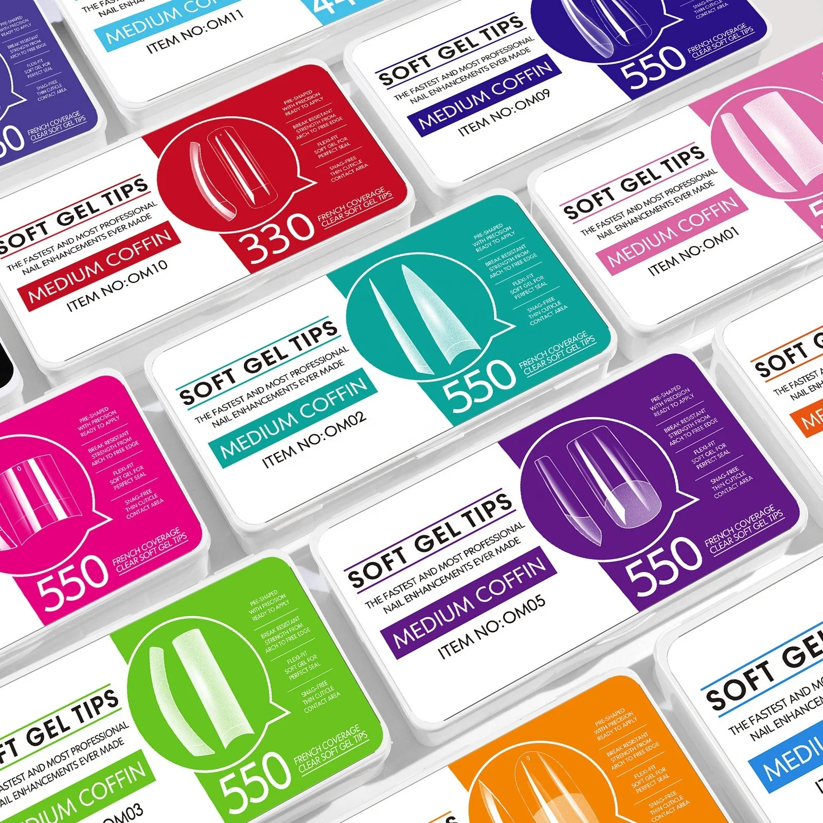 Acrylic Long Square Stiletto Nails Capsules Almond French Coffin Full Half Cover False Nails Artificial Nail Soft Gel Tips