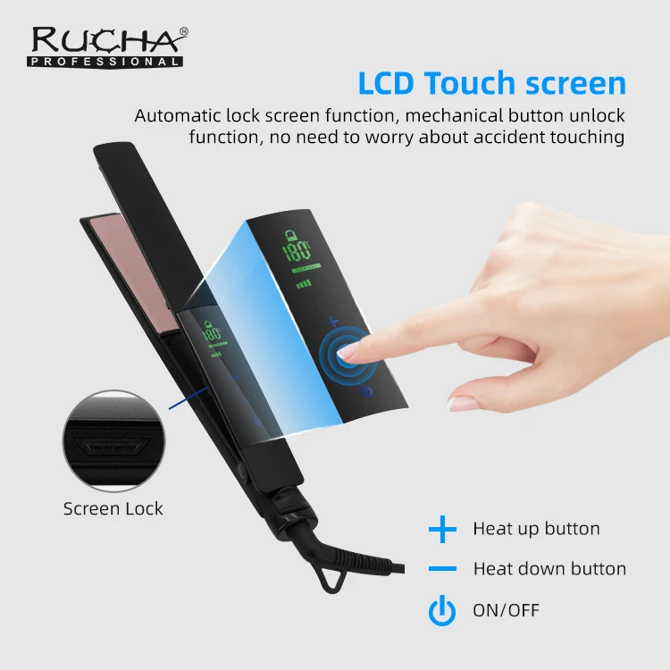 Professional 450 Degrees Hair Straightener electroplated Plate Flat Iron 1inch Touch Screen Smart Hair Straightener