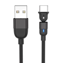 180 degree rotating nylon braided data cable 3A fast charging usb c cable type c cable fast charging for android phones