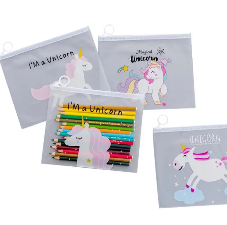 
Cute pink unicorn transparent stationery bags pvc pencil case 