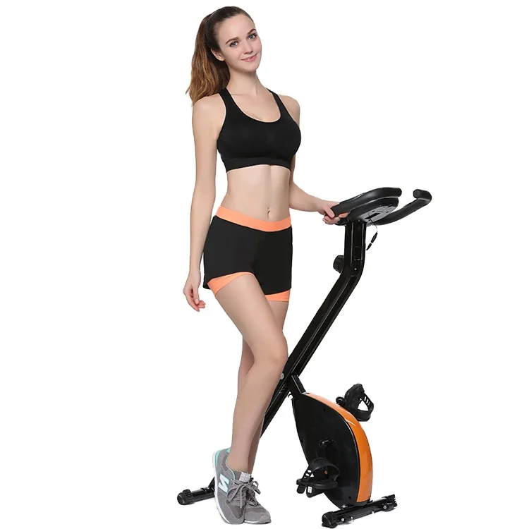Crossfit Stationary Exercise Bike Foldable Metal/Steel Indoor Fitness Equipment with Magnetic Resistance for Home Gym Use