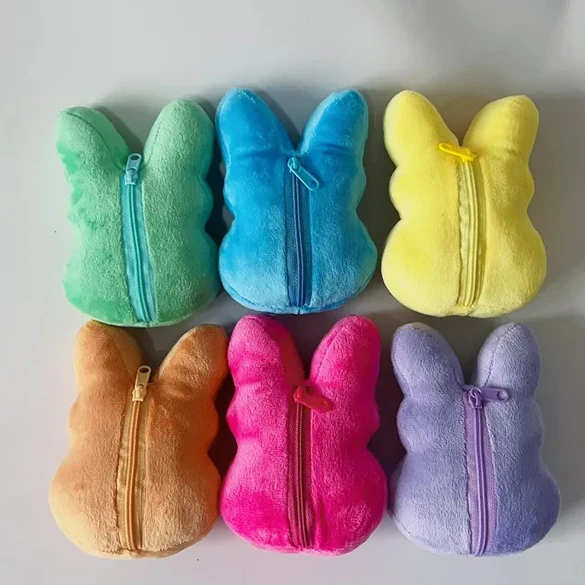 Personalized 15cm peeps plush rabbit coin purse peeps plush bunny 2024 Easter zipper peeps kids gift