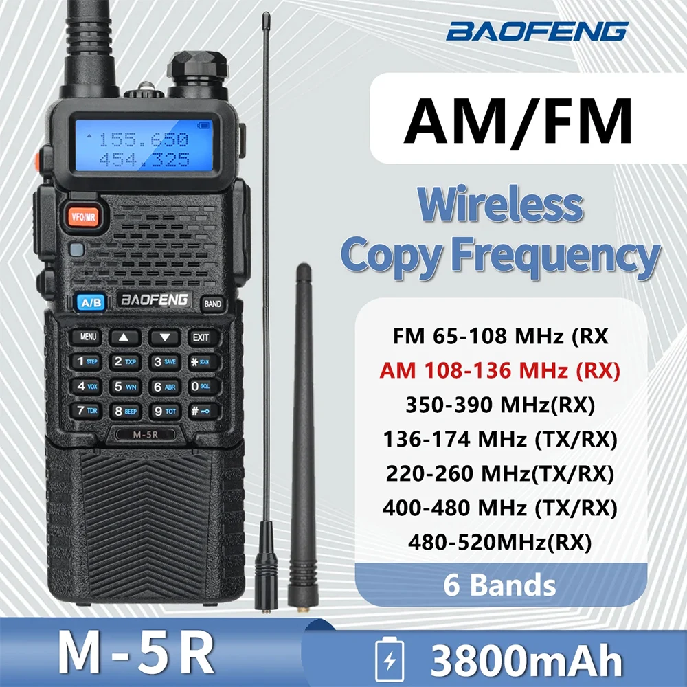 Baofeng UV-5RX рация M-5R многополосное радио 3800 мАч увеличенная батарея Type-C Беспроводная UV-5R радиосвязь