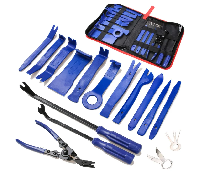 19PCS Car Panel Door Audio Trim Removal Tool Kit Interior Plastic Clips Pry Tools for Installing and Removing Fasteners