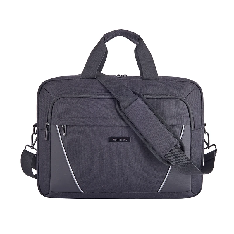 Worthfind Custom Logo Business Office Computer Messenger Multi-functional Laptop Shoulder Bag Black Briefcase For Men