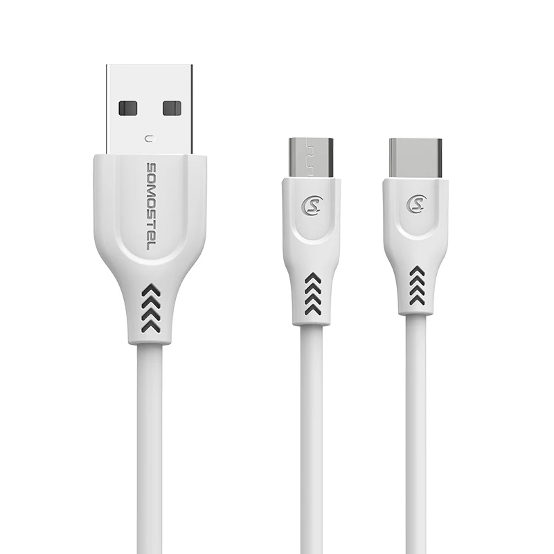 SOMOSTEL 3.1A Cable de datos rapido 1M TPE Quick Transmission Data Cable for Micro USB Type C Port Phone charge