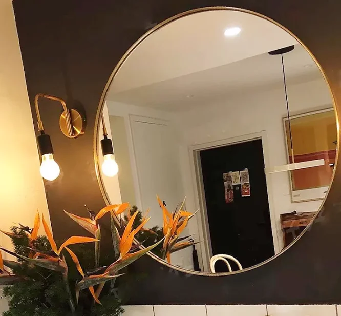 Modern led round smart mirror with touch screen and defogger framed smart bathroom mirror with light