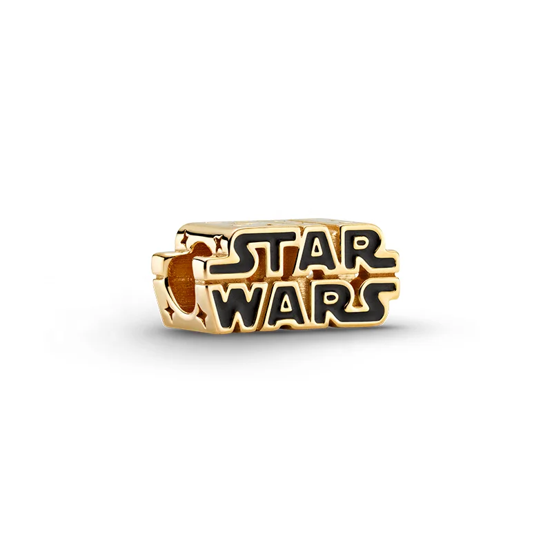  925 стерлинговое серебро золото Galaxy star Wars с черной эмалью ребенка дартом вейдером из подвески Fit панд для браслетов и ожерелий 