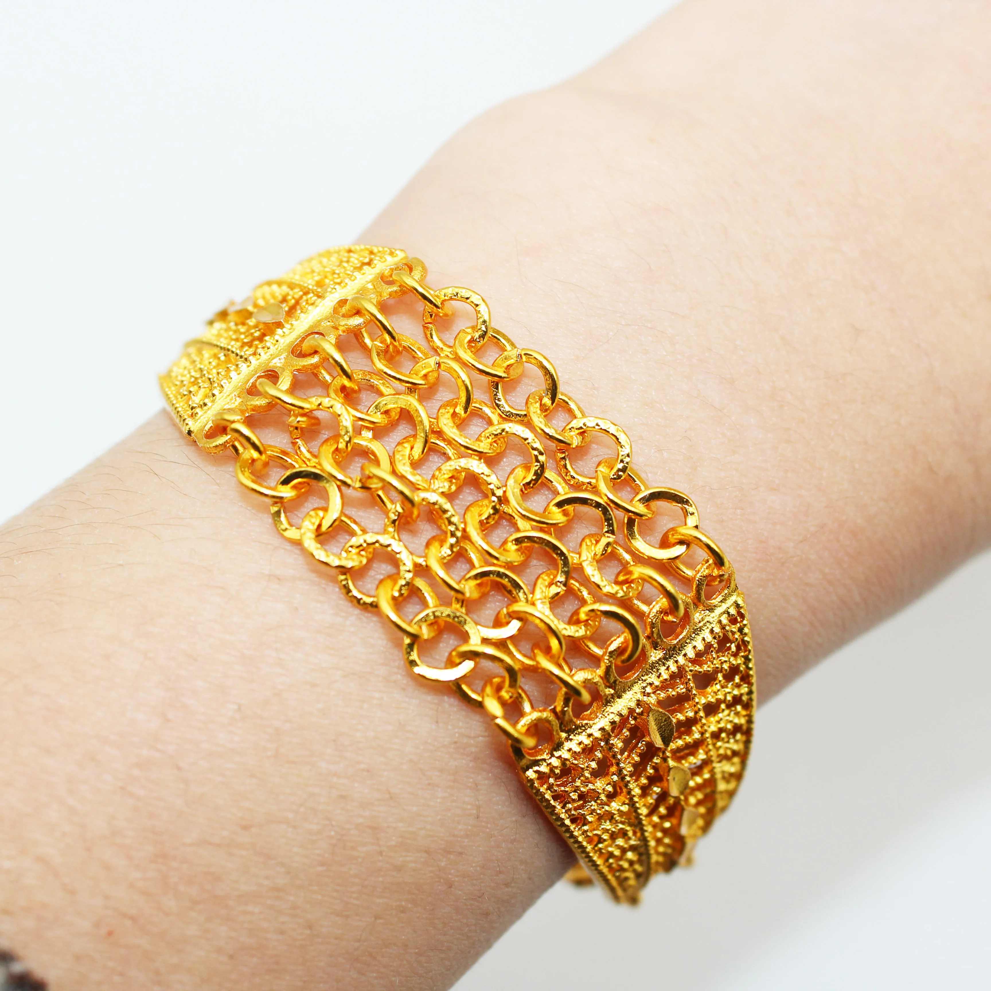 JachonJewelry Dubai New style 24K Gold Plated Jewelry Set Bridal Wedding necklace earrings bracelet and ring set