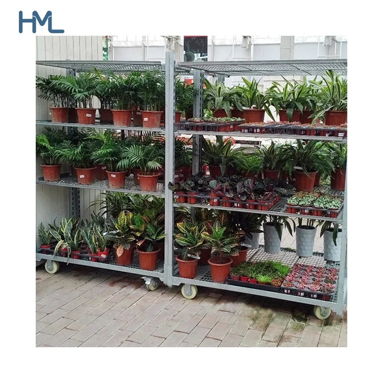 Customized dutch industry transport steel rolling display danish flower pot trolley with wheels
