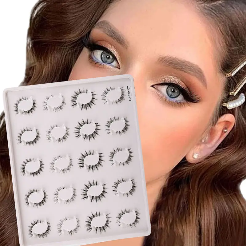 D Curl Wispy Natural Look Faux Mink Lashes Like Eyelash Extension Fluffy zanlufly Transparent Band 20 pairs Russian Strip Lashes