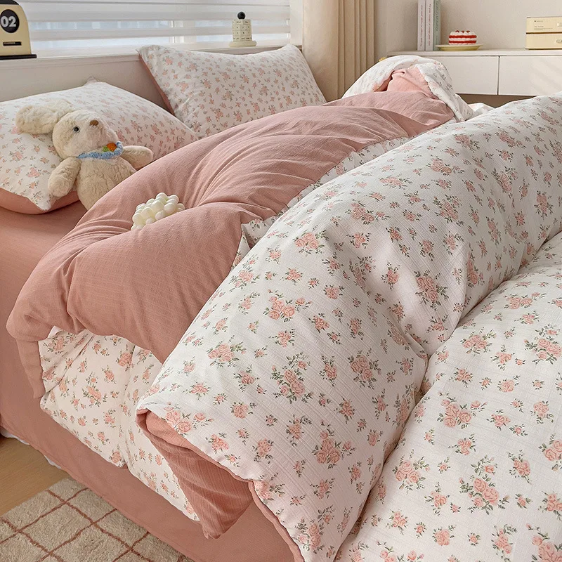 A-class Mother And Baby Grade Girl Kids Print Duvet Cover Bedsheets Wholesale 100% Cotton Bed Sheet Cartoon Bedding Set 4 Pieces