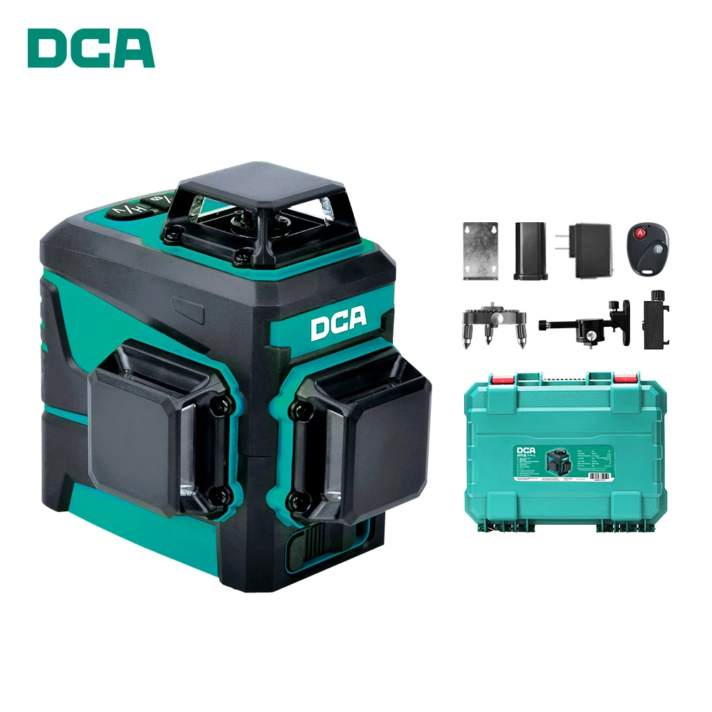 DCA Industrial Grade 12 Lines Rechargeable 360 Rotary Green Laser Level With Intelligent Remote Control
