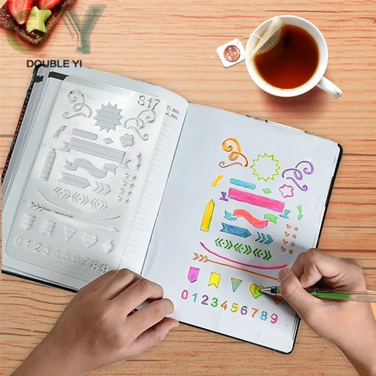 Painting template Hollow diy album lace ruler Hand copy newspaper hand drawing stencils