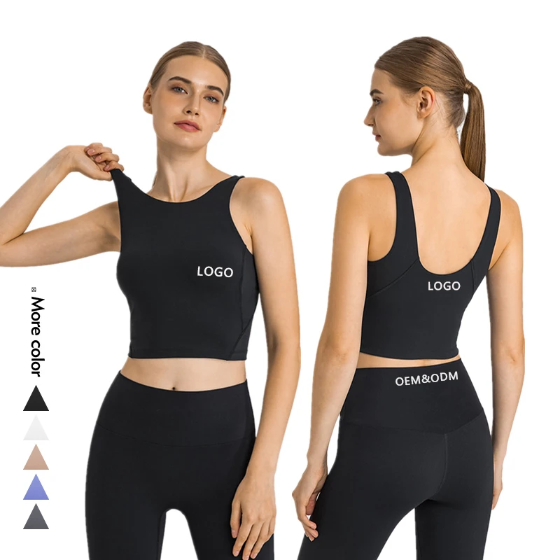 Xsunwing custom logo strapless crop tank top women Fit Activewear Workout Fitness Sports Shirt Sleeveless yoga Vest Sportswear