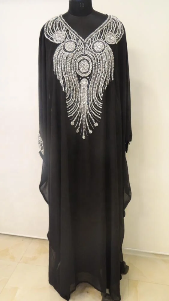 Women Beading Long Sleeve  Evening  designer Dress Arabic Style islamic women Fancy kaftan