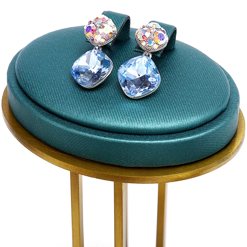 DIGU Metal+leather jewelry display stand set ring necklace ear stud earring pendant custom luxury jewelry display stand
