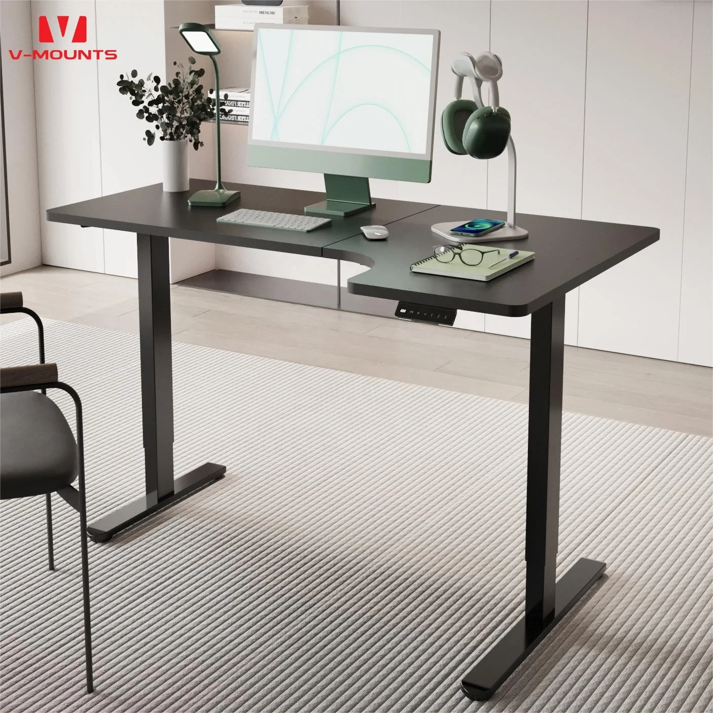 V-mounts professional dual motors electric desks for home office with Wide desktop design VM-JSD2-02-L1