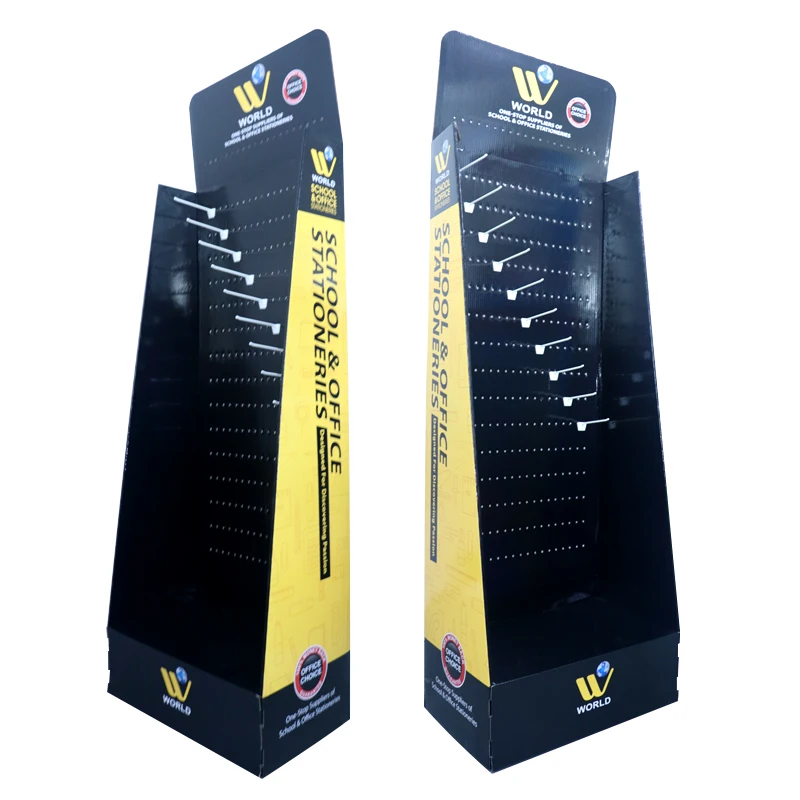 wholesale food Floor Rack Corrugated Cardboard strongly withhold with layers toys peg hooks Comic Book Display Shelf For Store